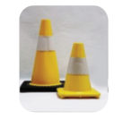 YELLOW SOFT PVC TRAFFIC CONE WITH BLACK RUBBER BASE 450mm