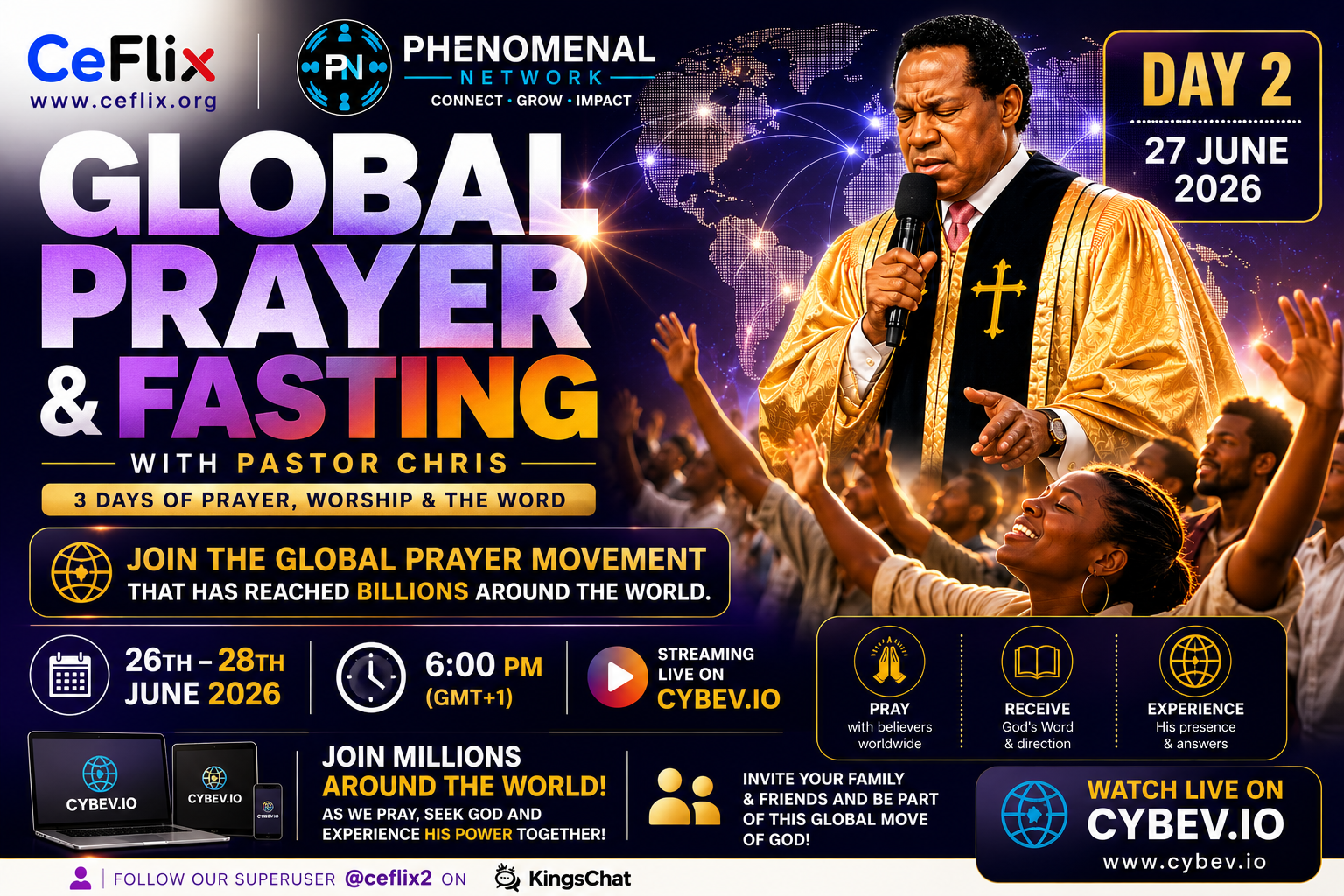 🎬 Watch Party: 🌍 GLOBAL PRAYER & FASTING WITH PASTOR CHRIS — DAY 2