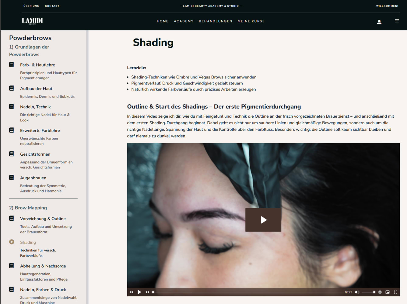 A video chapter inside the LamidiBeauty platform