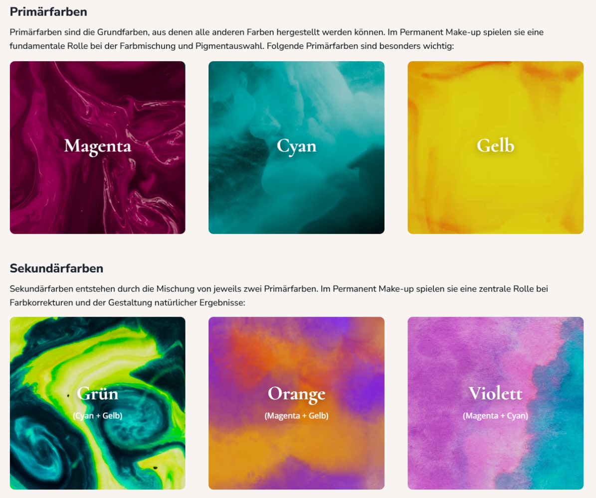 A colour theory lesson visual from the LamidiBeauty platform