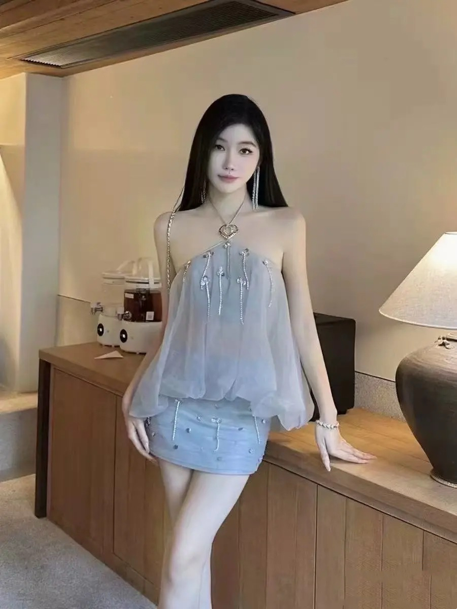 Draped mini dress in grey 