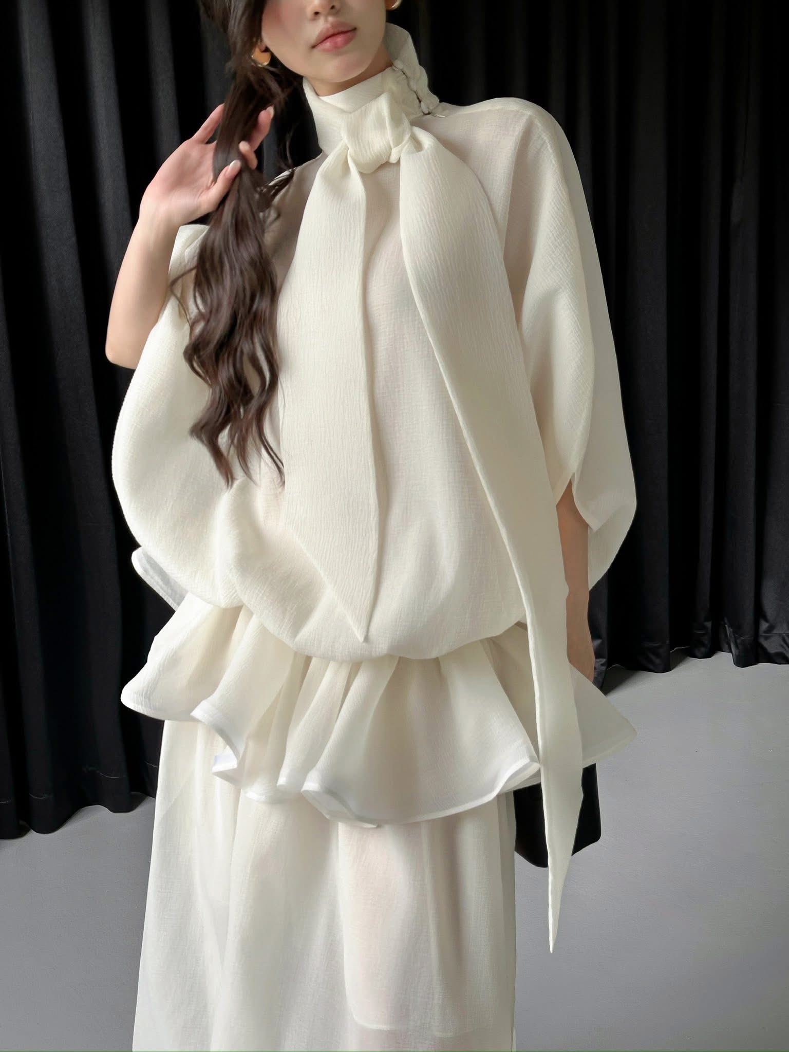 Bow tie draped dress