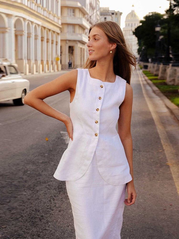 Linen co ord vest and skirt 