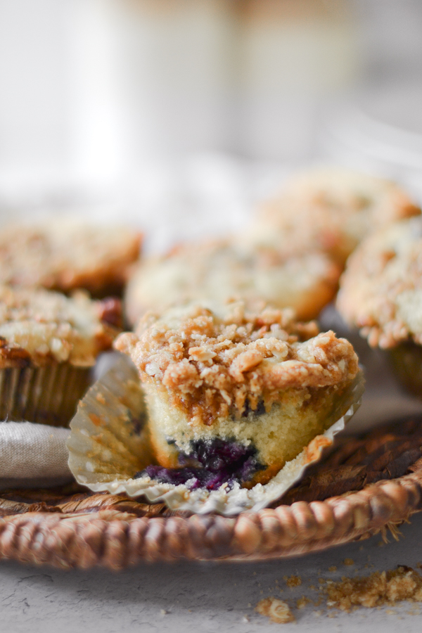 Blueberry Coffee Cake Muffins With A Buttery Oat Crumble