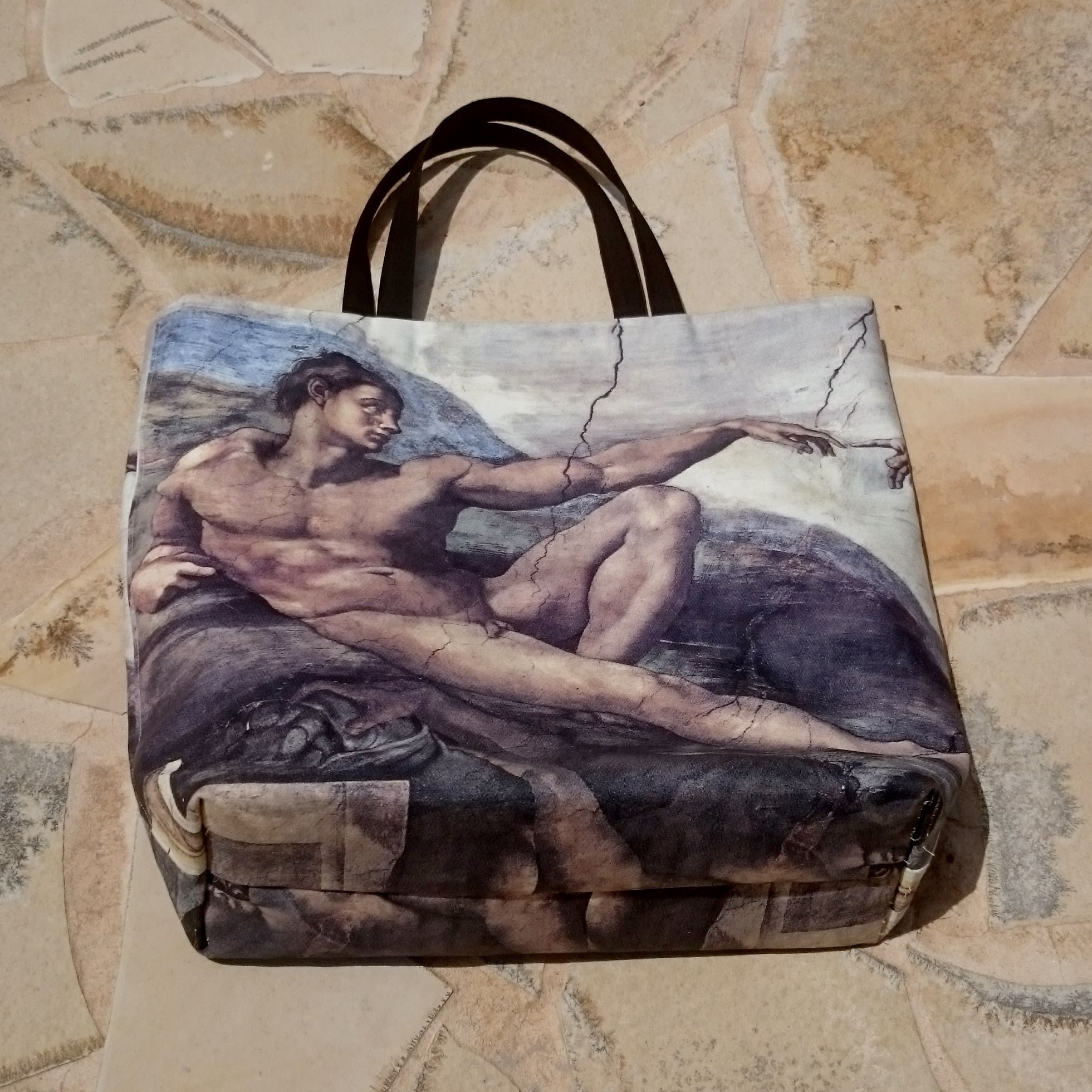 Sac Cabas imprimé peinture Adam de Michel-Ange