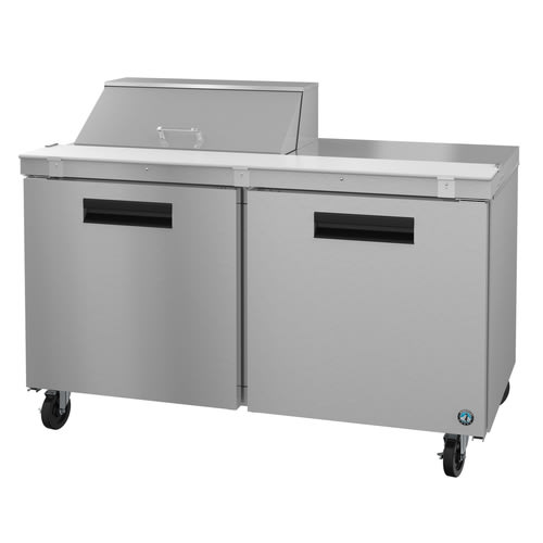 Hoshizaki SR60B-8 Steelheart 60" Stainless Steel Two-Section Refrigerated Sandwich Prep Table with Two Doors