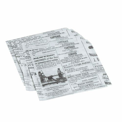American Metalcraft PPRN76 7" x 6" White Newspaper Preformed Fry Paper