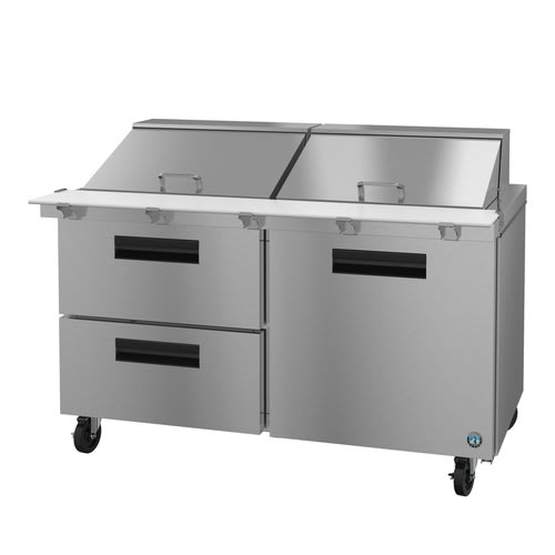 Hoshizaki SR60B-24MD2 Steelheart 60" Stainless Steel Mega Top Refrigerated Prep Table with One Door / Two Drawer Combo