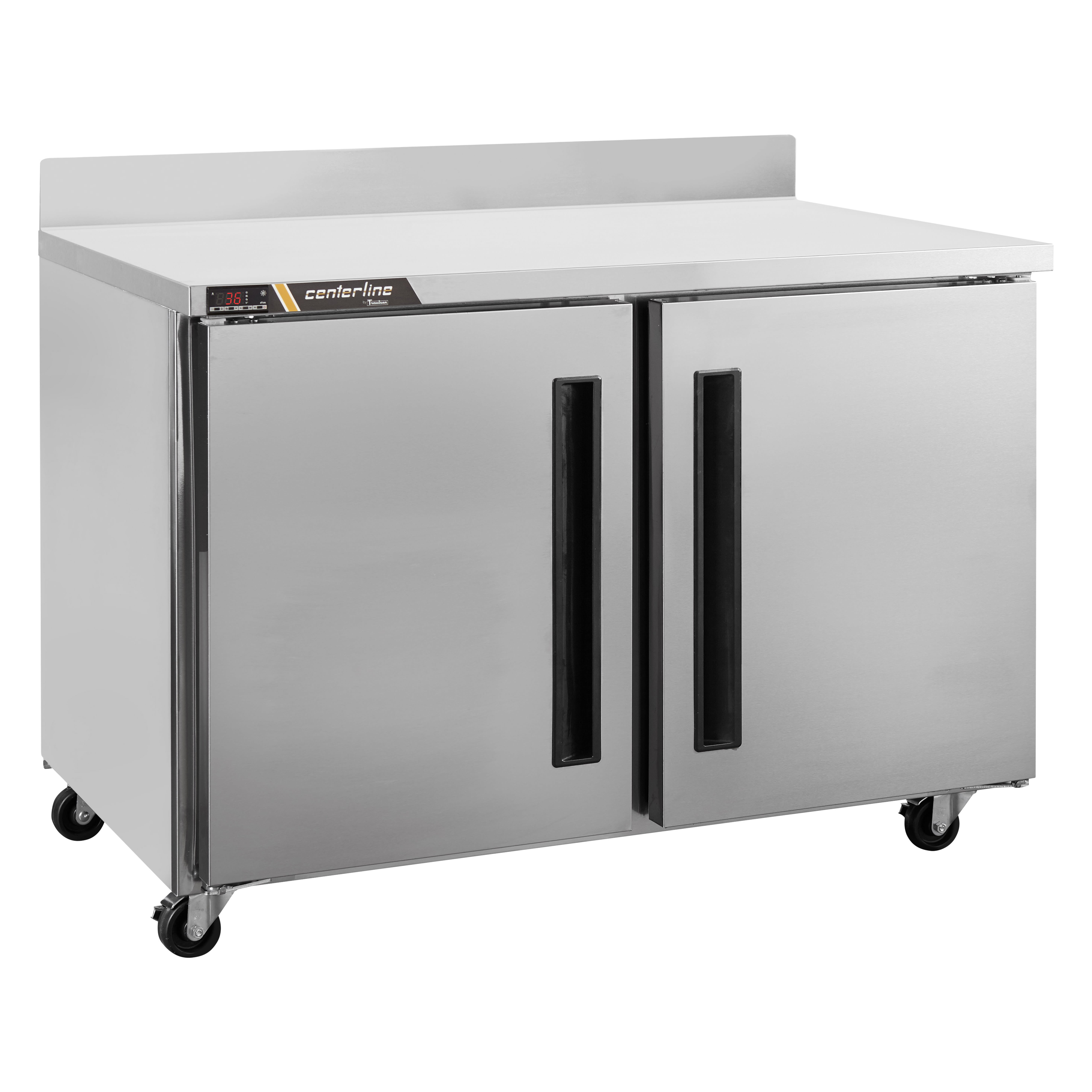 Traulsen CLUC-48R-SD-WTLR C-Series 48" 2 Solid Door Worktop Refrigerator with 4" Backsplash, Left/Right-Hinged