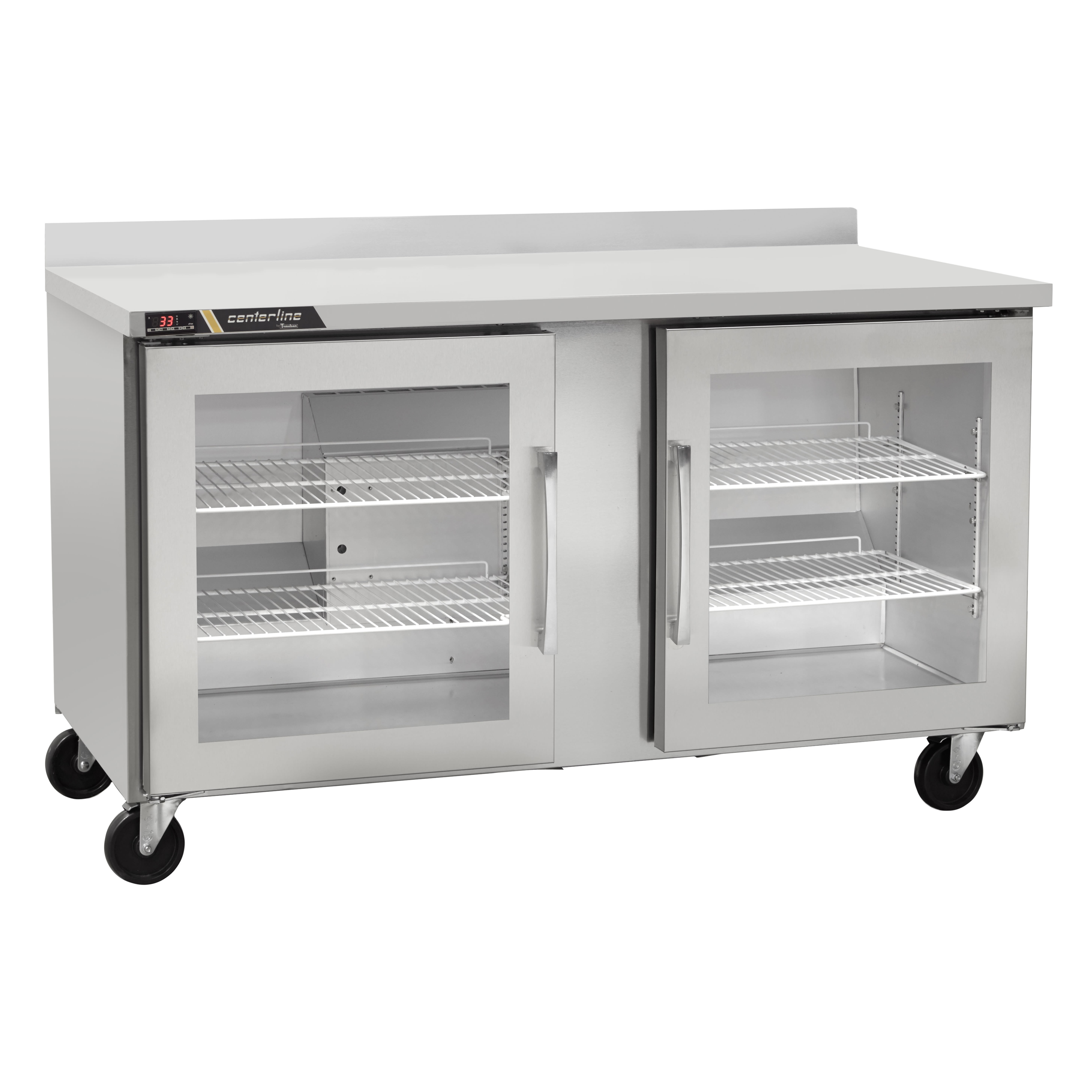 Traulsen CLUC-60R-GD-WTLR C-Series 60" 4 Glass Door Worktop Refrigerator with 4" Backsplash, Left/Right-Hinged