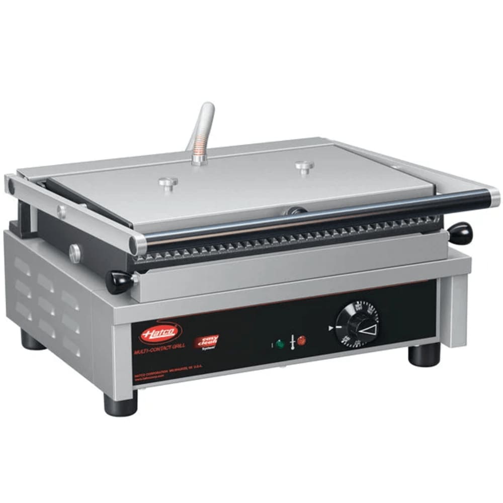 Outlet Hatco MCG14G 14" Wide Panini Sandwich Grill with Grooved Cast Iron Plates, 120 Volts