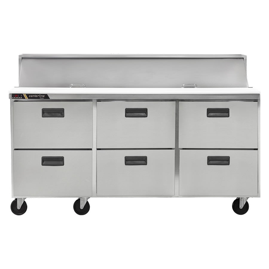 Traulsen CLPT-7230-DW C-Series 72" 6-Drawer Mega Top Refrigerated Sandwich Prep Table