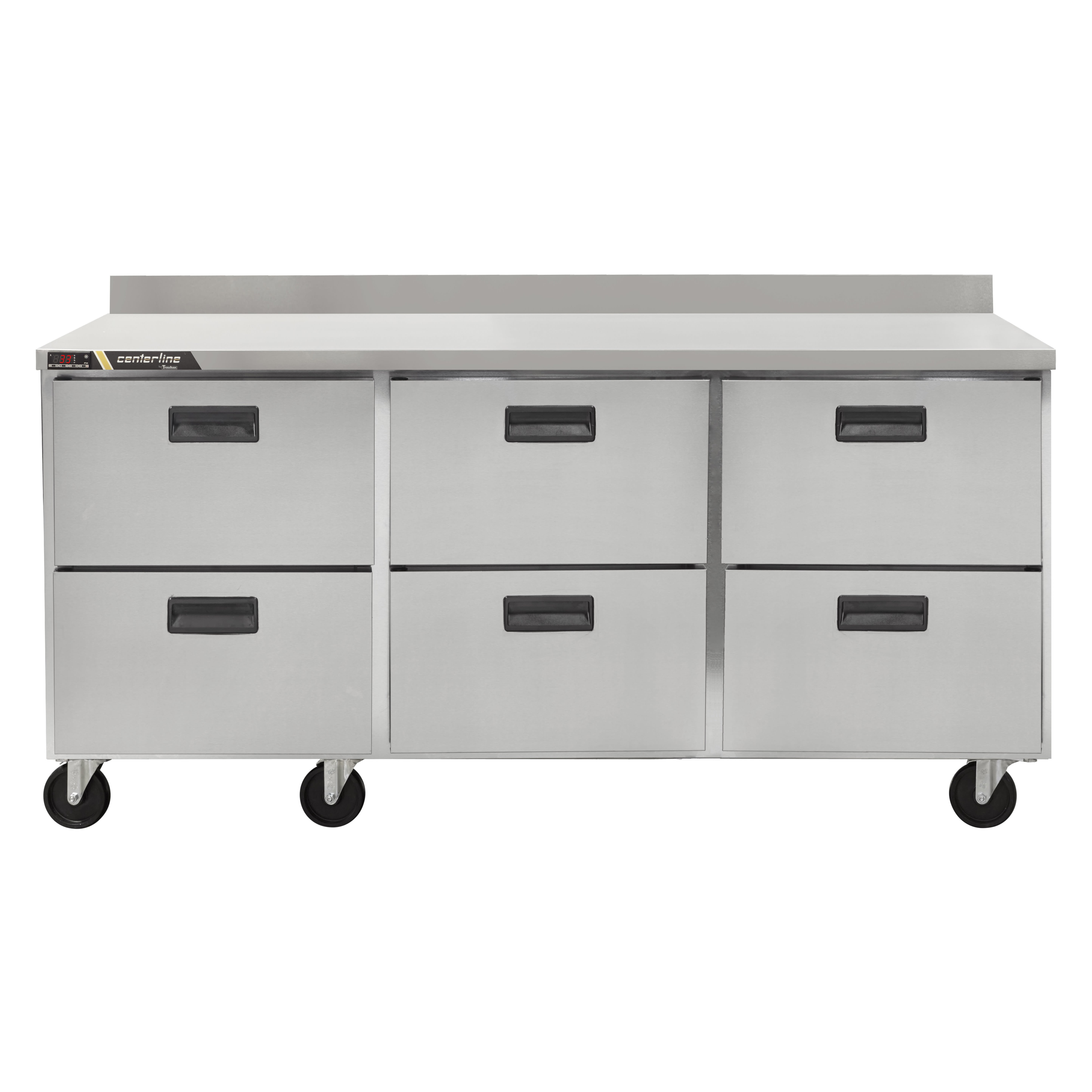 Traulsen CLUC-72R-DW-WT C-Series 72" 6-Drawer Worktop Refrigerator with 4" Backsplash
