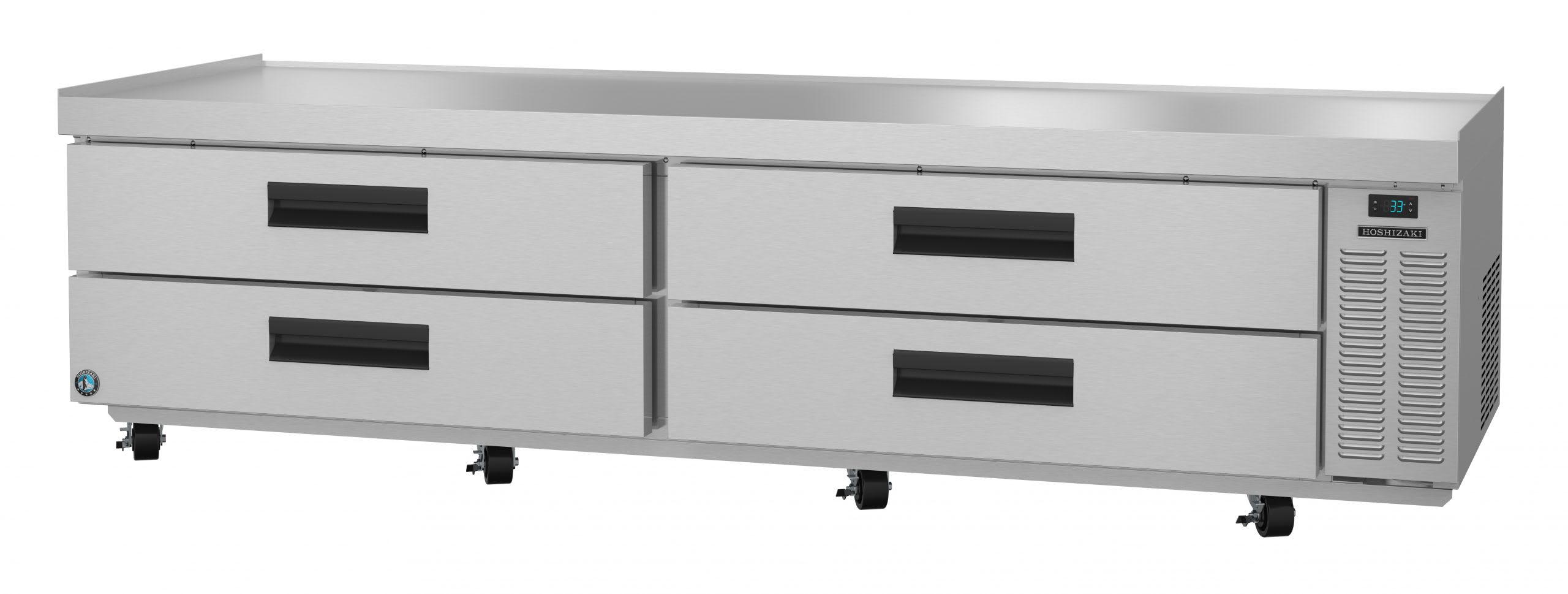 Hoshizaki CR98A Refrigerator, Two Section Chef Base Prep Table, Stainless Drawers
