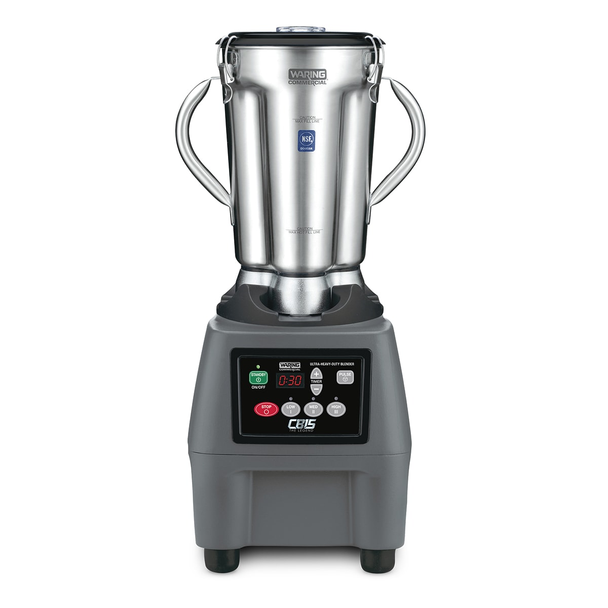 Waring® CB15T The Legend Stainless Steel Touchpad/Timer Food Blender, 3.75 HP, 128 Oz.