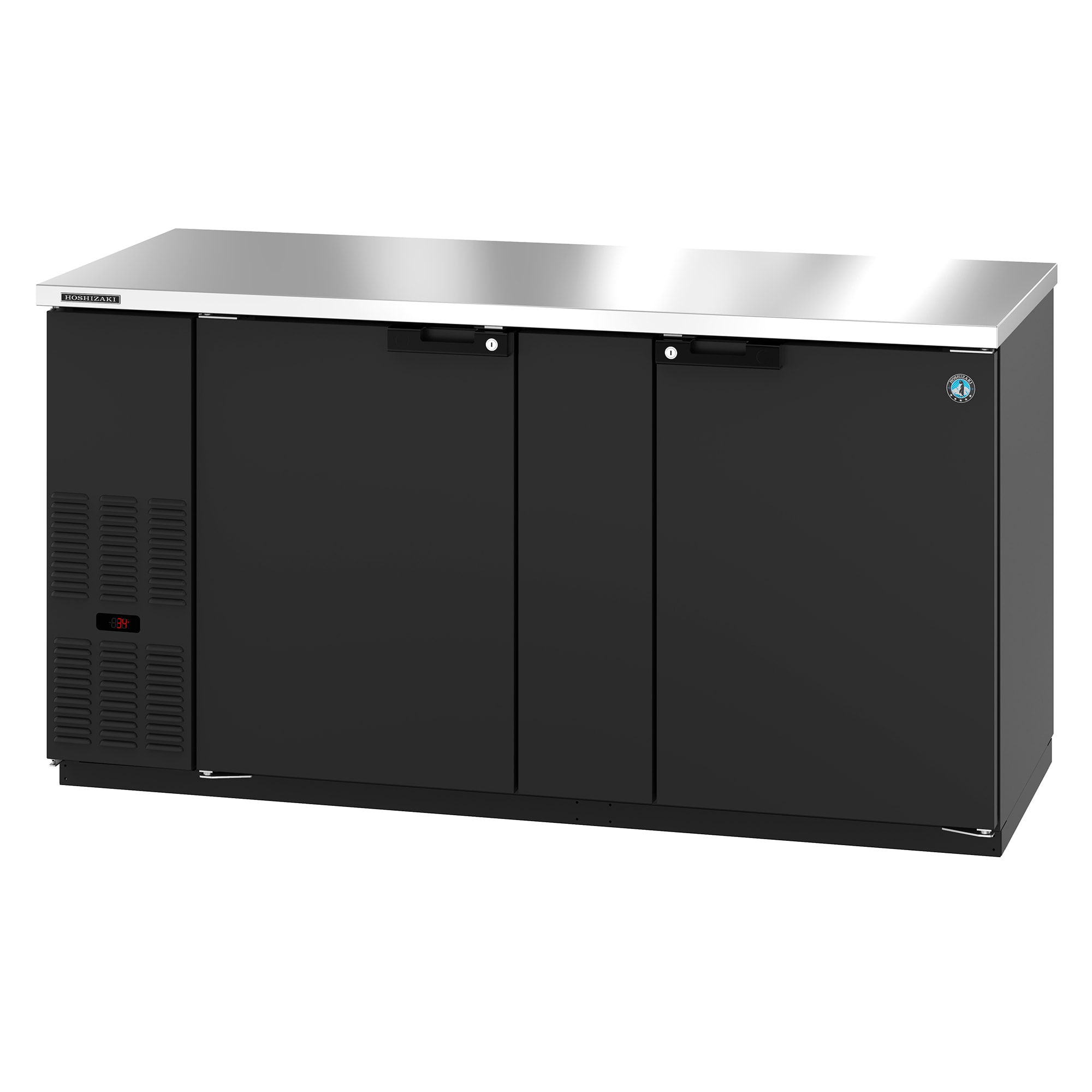 Hoshizaki BB69 69" Black Counter Height Back Bar Cooler with 2 Solid Swing Doors