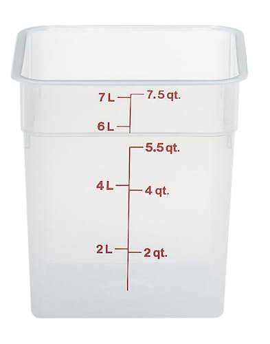 Cambro 8SFSPP190 Qt. Translucent Square Polypropylene Food Storage Container