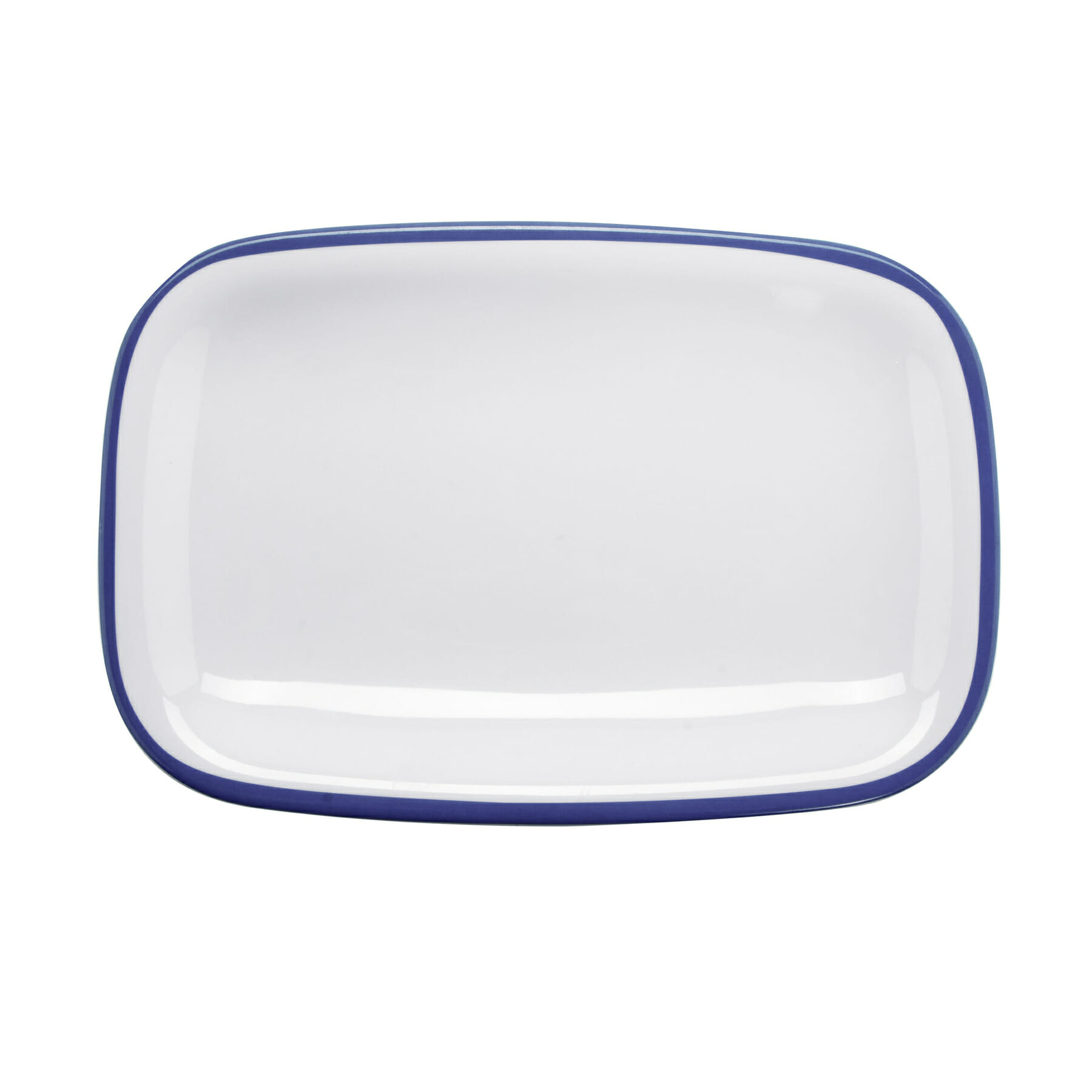 G.E.T. Enterprises CS-1280-W/CB Settlement Bistro 11-3/4" x 7-3/4" Rectangular White/Cobalt Melamine Platter