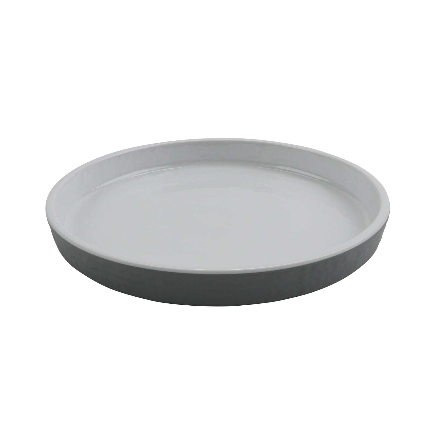 G.E.T. Enterprises RP-7-WS/GRM Roca Glazed 7" Round White Gloss/Gray Matte Melamine Plate