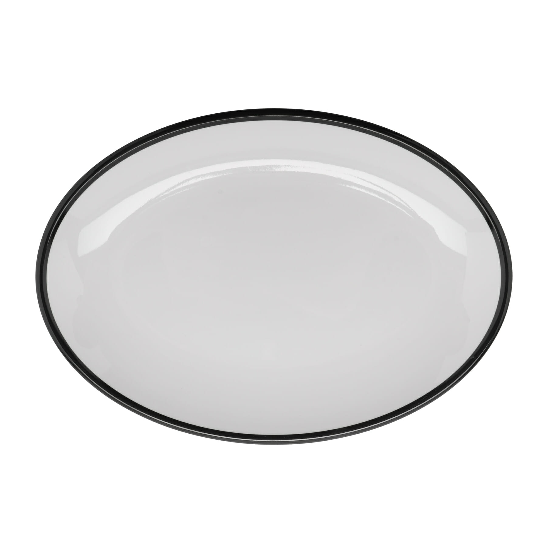 G.E.T. Enterprises OP-1291-W/BK Settlement Bistro 12-1/4" x 9" Oval White/Black Melamine Platter