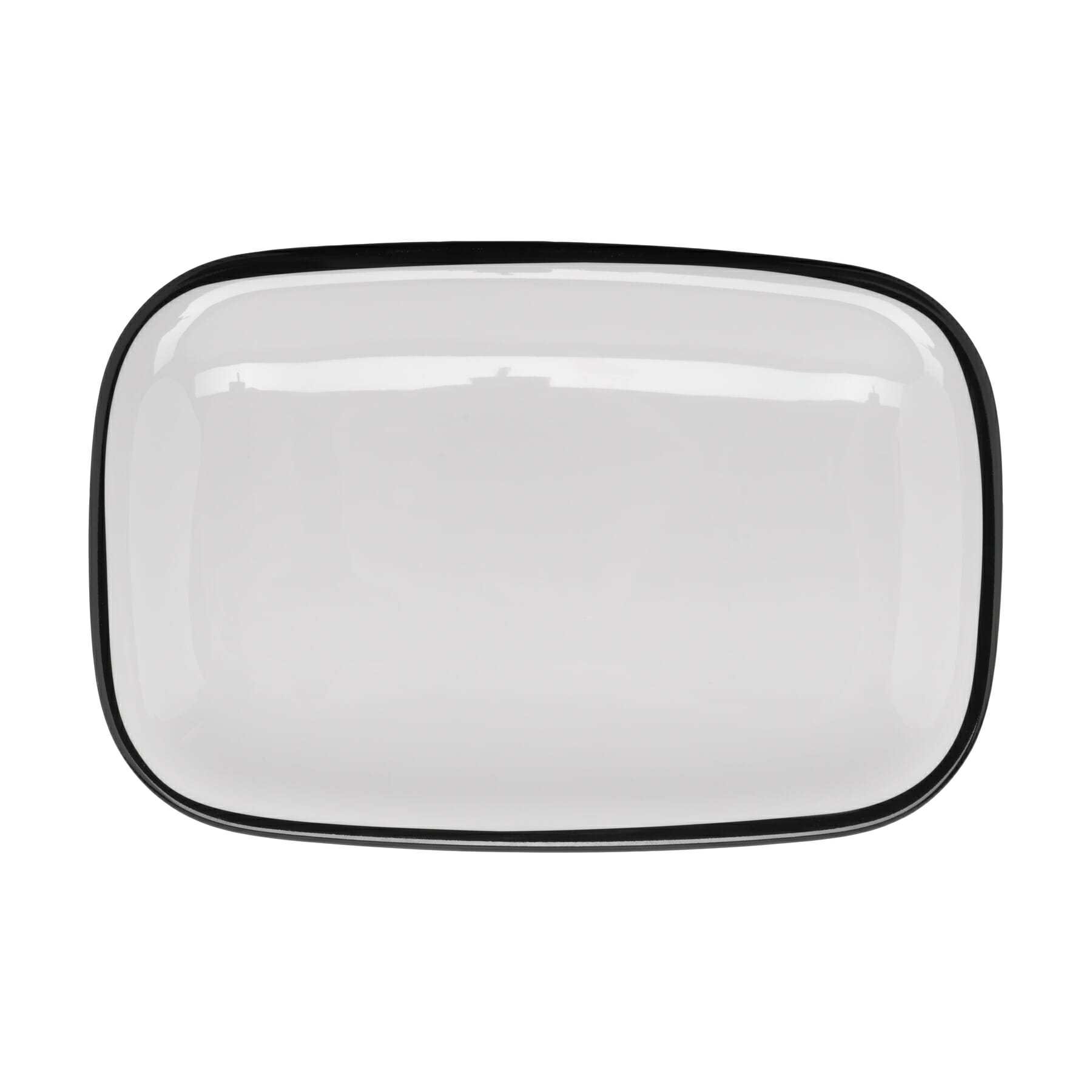 G.E.T. Enterprises CS-1280-W/BK Settlement Bistro 11-3/4" x 7-3/4" Rectangular White/Black Melamine Platter