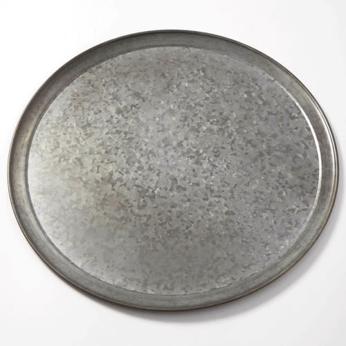 American Metalcraft GTP18 18" Round Onyx Galvanized Steel Serving Tray
