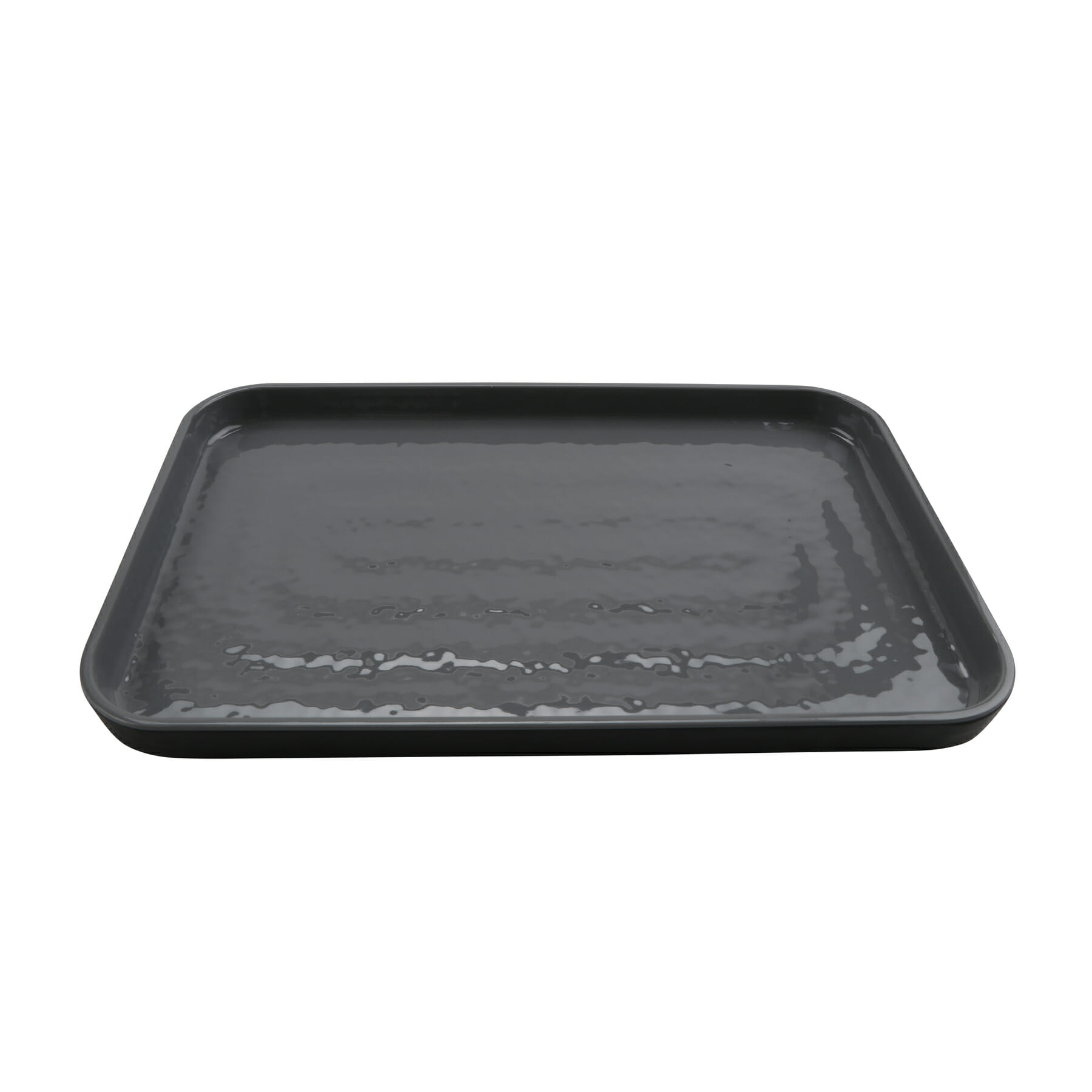 G.E.T. Enterprises RS-128-GRS/BKM Roca Glazed 12" Rectangle Gray Gloss and Black Matte Melamine Plate