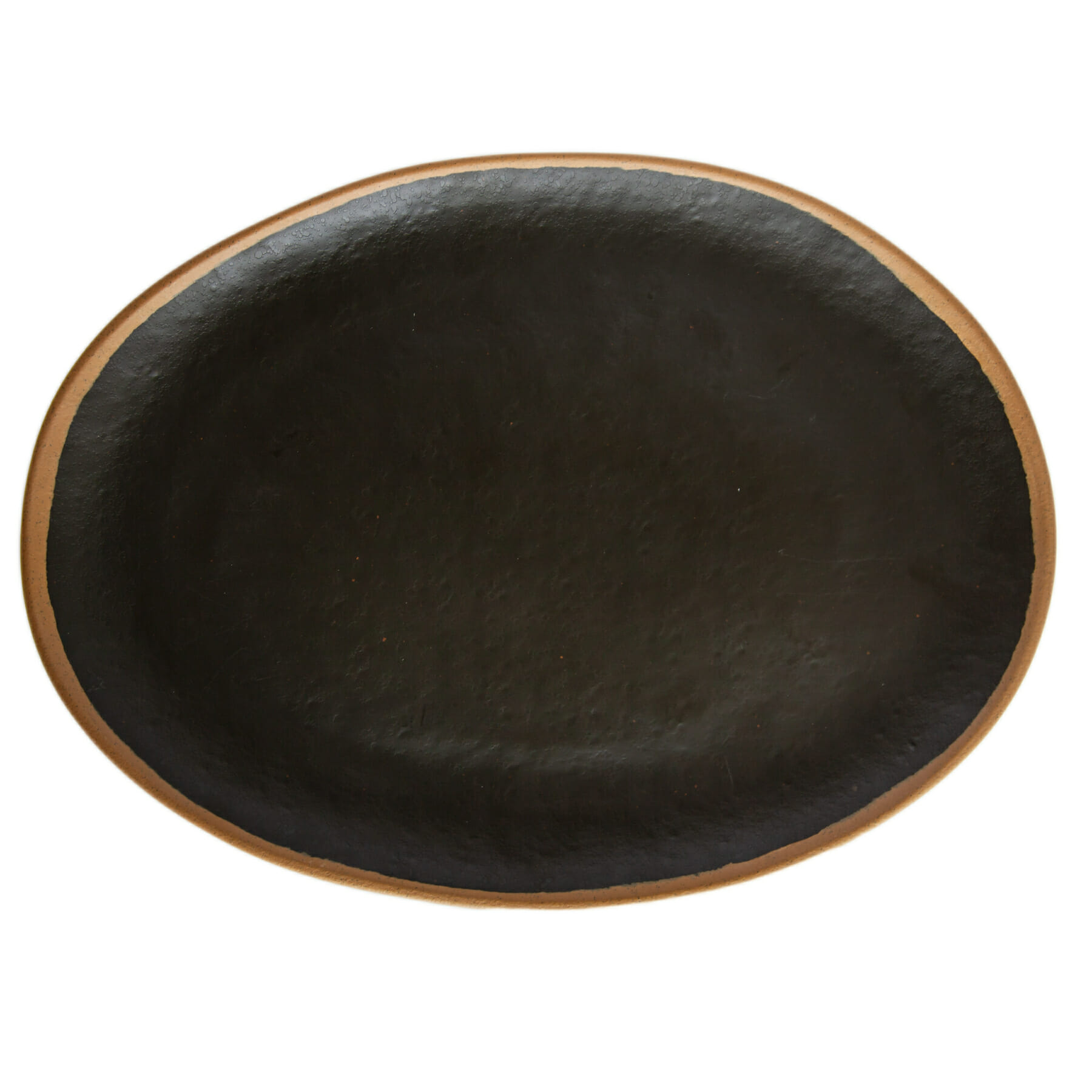 G.E.T. Enterprises P-151-BR Pottery Market Glazed 15" x 11" Oval Brown Melamine Platter