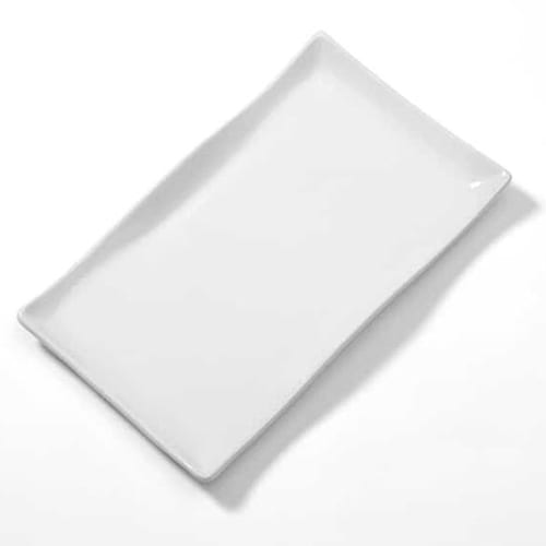 American Metalcraft CER25 21-3/4" x 14-1/8" Wavy White Ceramic Platter