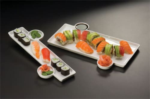 American Metalcraft PORS136 13" x 6" White Porcelain Sushi Tray