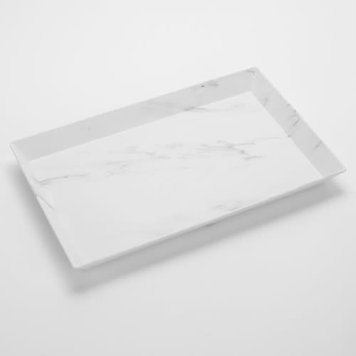 American Metalcraft MWMEL23 18" x 8-1/4" White Marble Melamine Naturals™ Platter