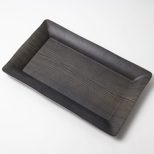 American Metalcraft WMEL23 18" x 8-1/4" Walnut Wood Melamine Platter