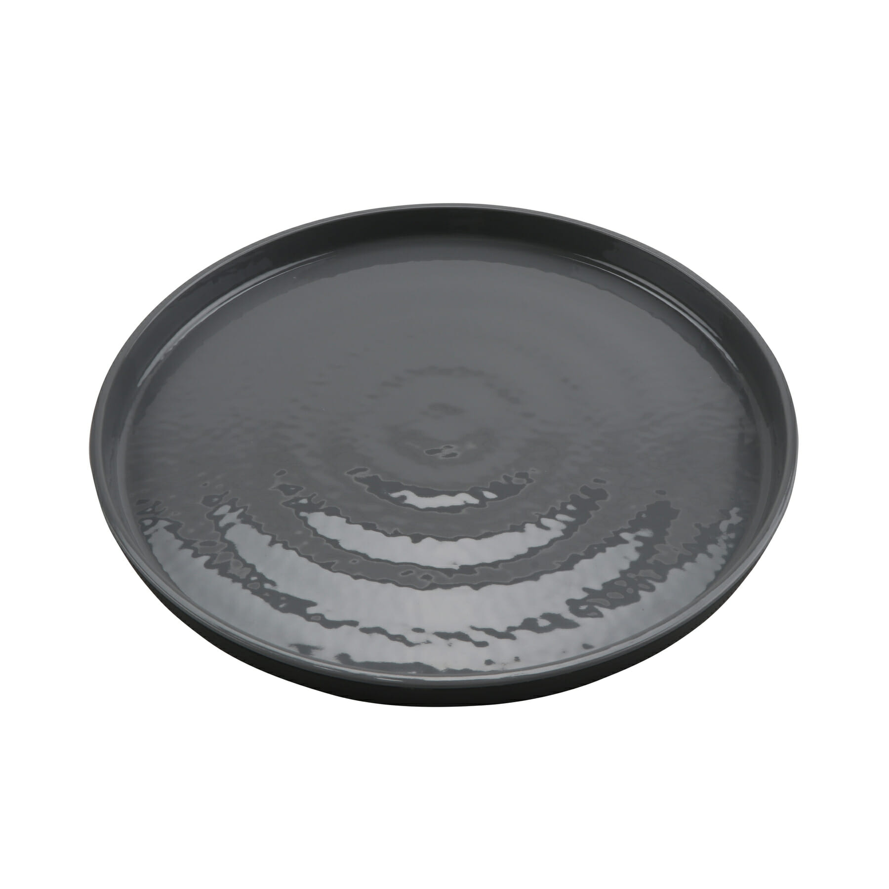 G.E.T. Enterprises RP-11-GRS/BKM Roca Glazed 11" Round Gray Gloss/Black Matte Melamine Plate