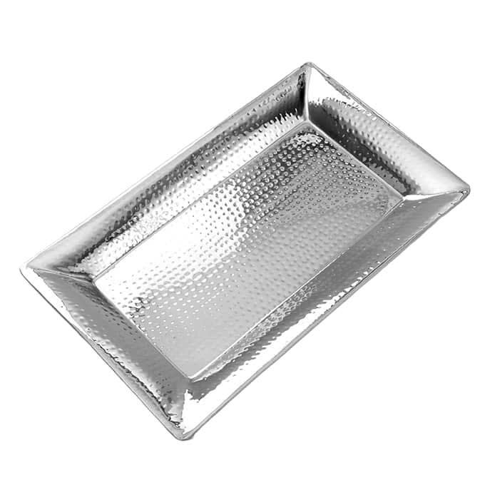 American Metalcraft HMRT1322 22" x 13" Hammered Stainless Steel Serving Tray