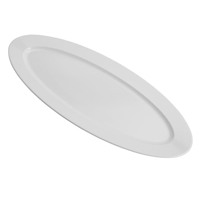 American Metalcraft MEL50 28" x 11-1/4" Oval White Melamine Endurance™ Boat Platter