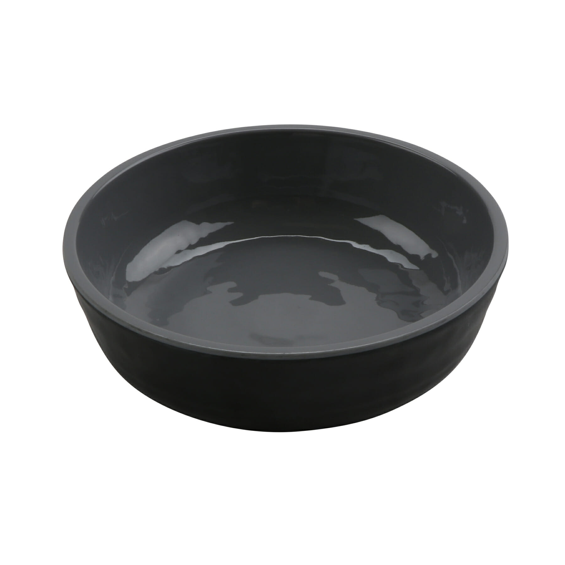 G.E.T. Enterprises RR-5-GRS/BKM Roca Glazed 4 oz. Round Gray Gloss / Black Matte Melamine Monkey Dish