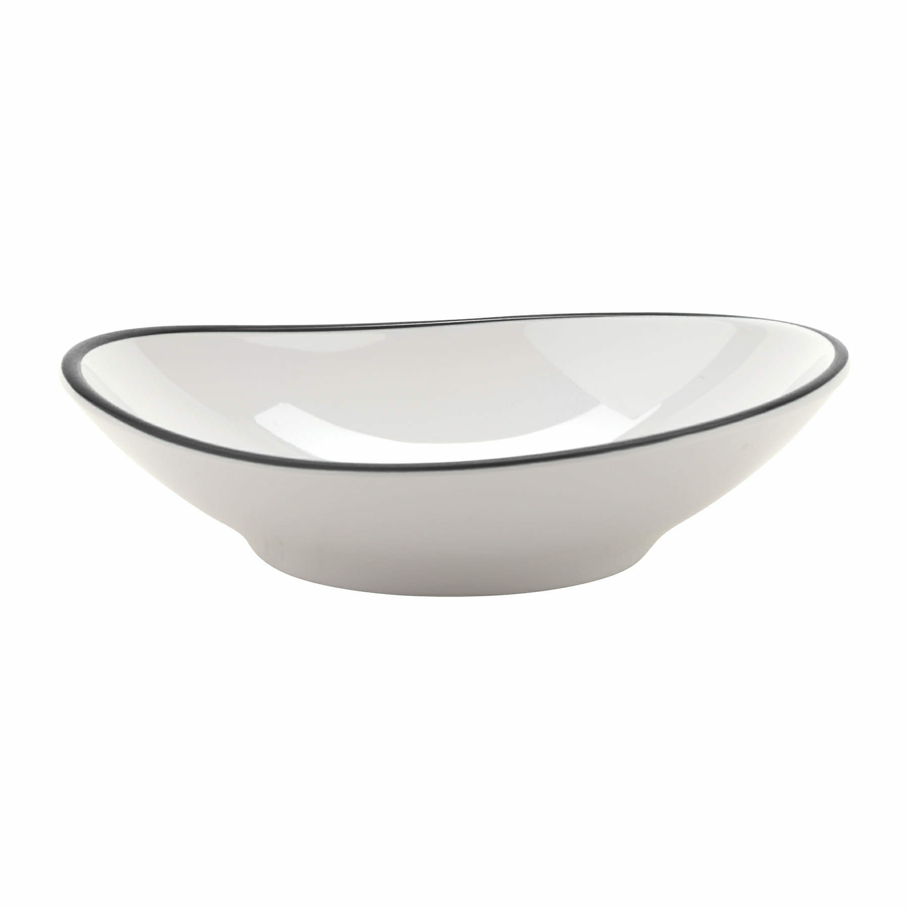 G.E.T. Enterprises B-100-W/BK Settlement Bistro 10 oz. Round White/Black Melamine Bowl