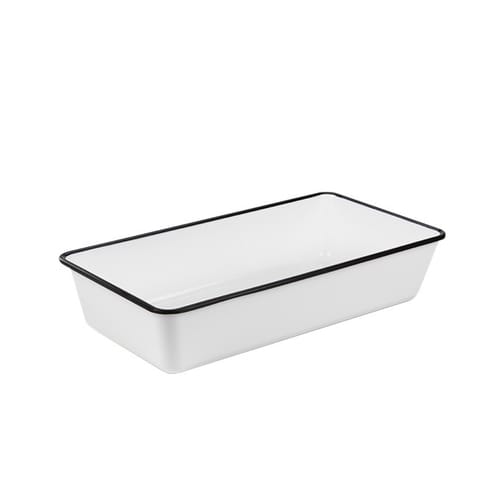 American Metalcraft MRW815 144 oz. Rectangle White Melamine Endurance™ Bowl with Black Rim
