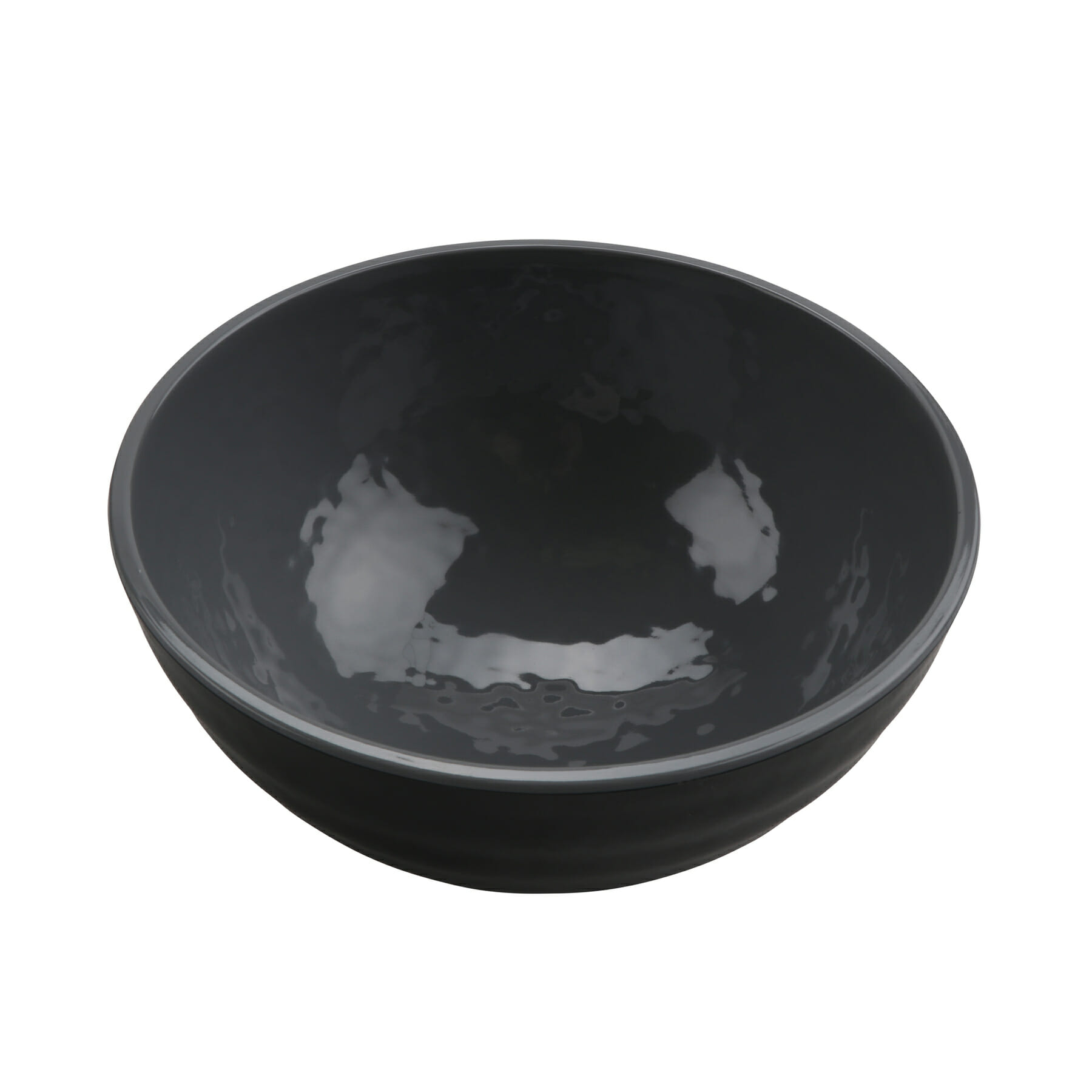 G.E.T. Enterprises RB-70-GRS/BKM Roca Glazed 32 oz. Round White Gloss / Gray Matte Melamine Bowl