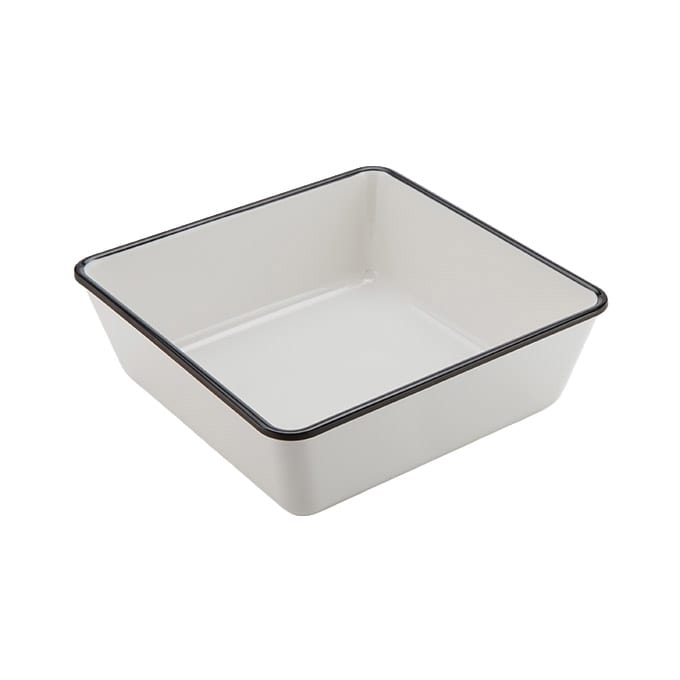 American Metalcraft MRCW9 98 oz. Square White Melamine Endurance™ Serving Bowl with Black Rim