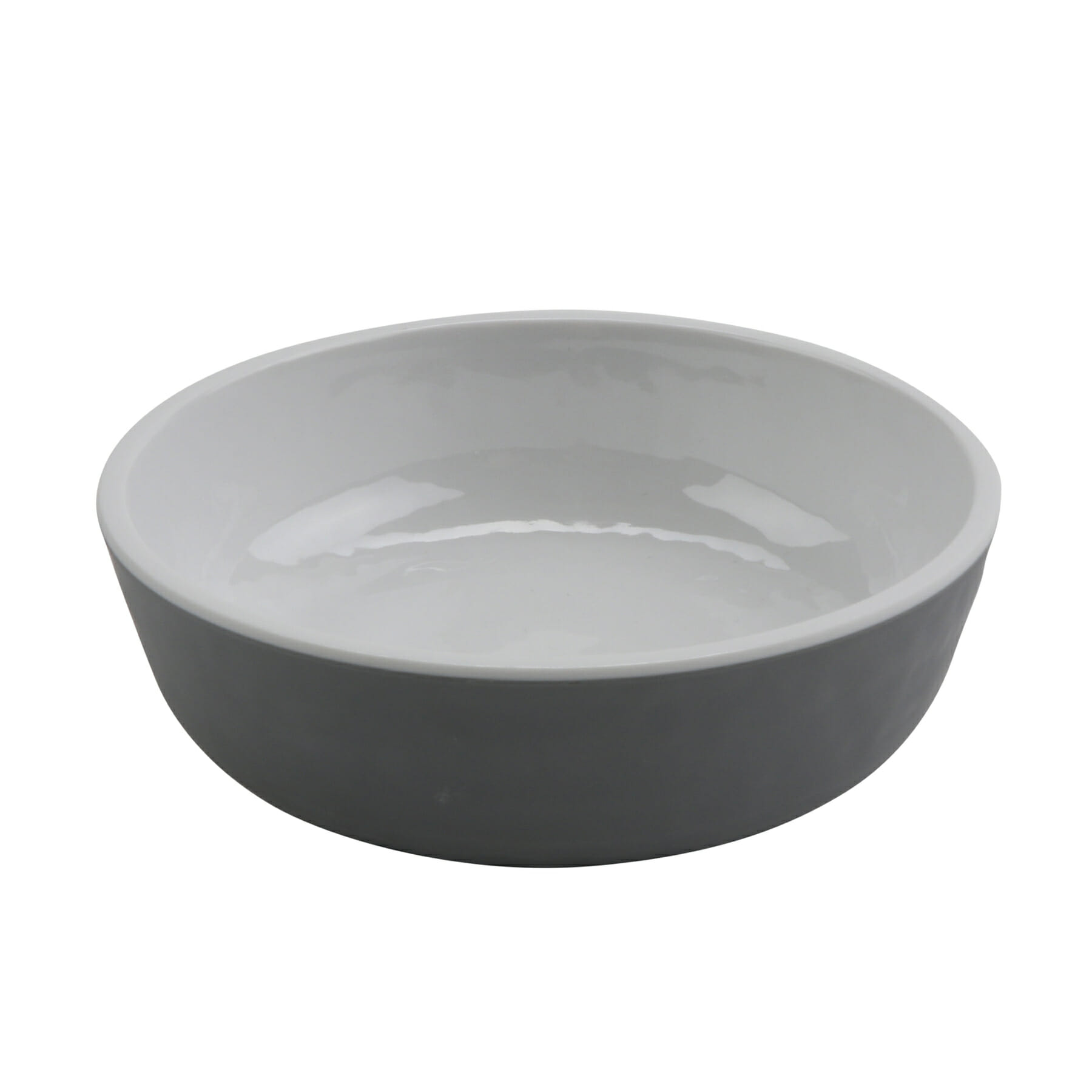 G.E.T. Enterprises RR-5-WS/GRM Roca Glazed 4 oz. Round White Gloss / Gray Matte Melamine Monkey Dish