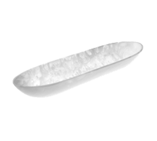 American Metalcraft WSLB27 169 oz. Oblong White Swirl Resin Translucence Boat Bowl