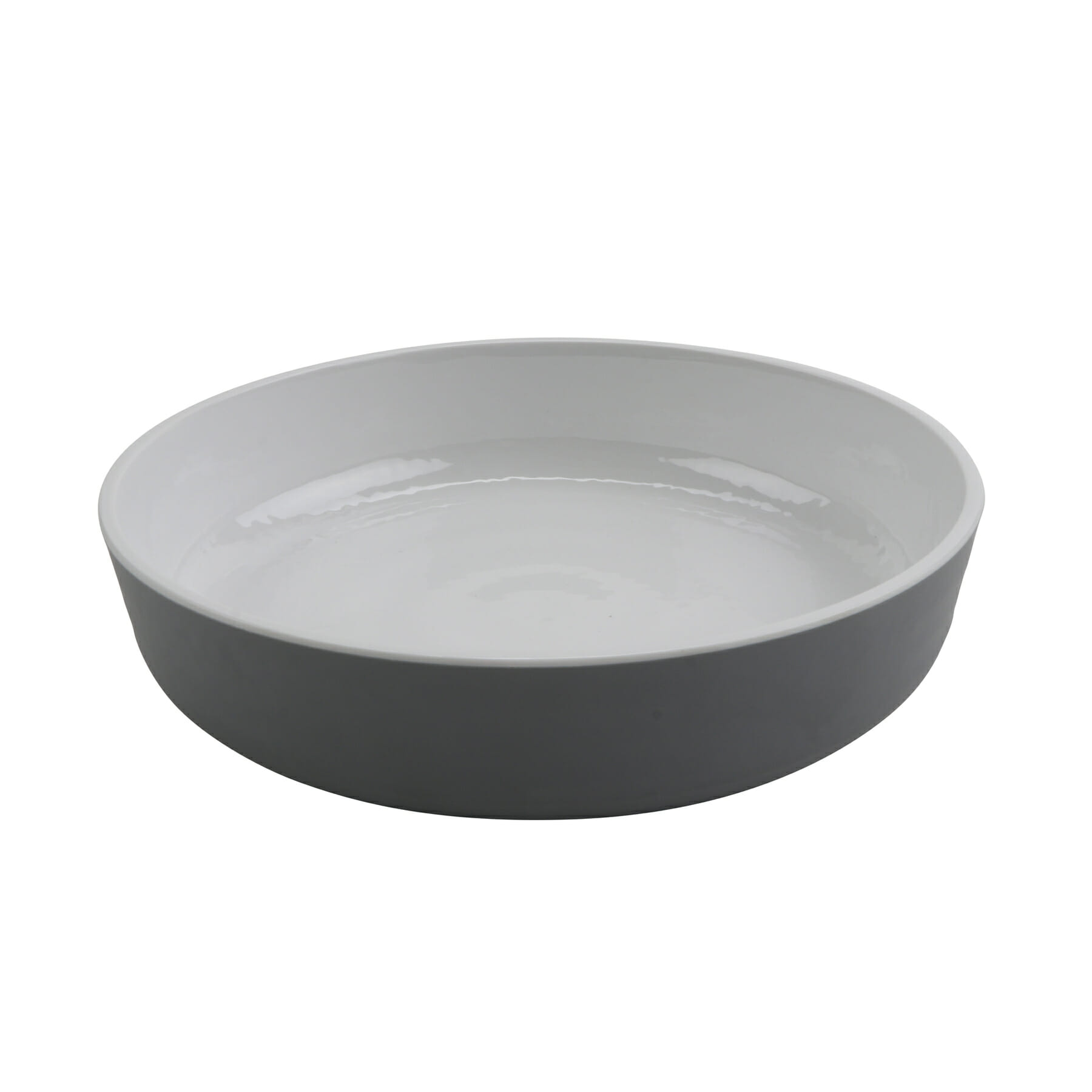 G.E.T. Enterprises RB-9-WS/GRM Roca Glazed 42 oz. Round White Gloss / Gray Matte Melamine Bowl