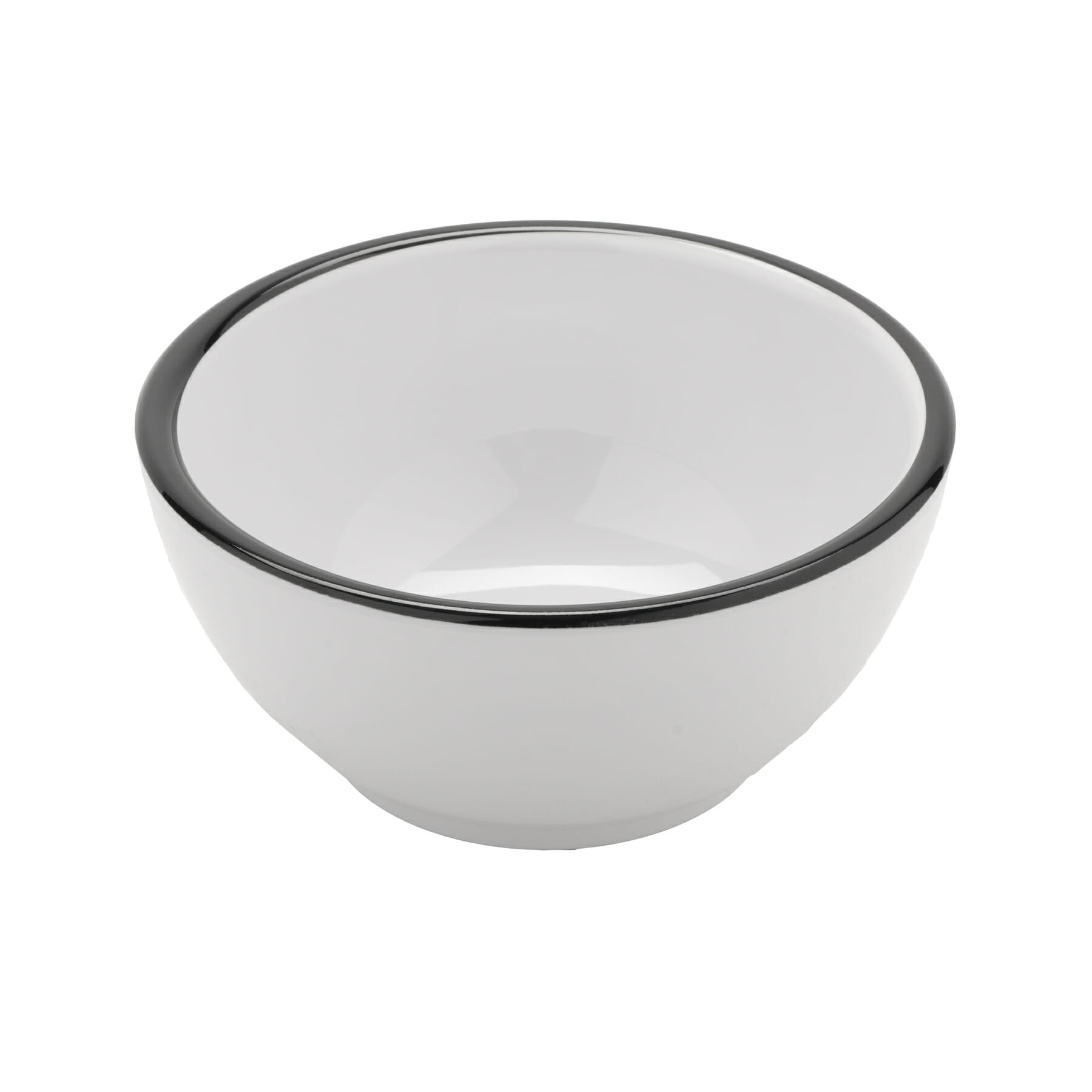 G.E.T. Enterprises B-140-W/BK Settlement Bistro 14 oz. Round White / Black Melamine Bowl