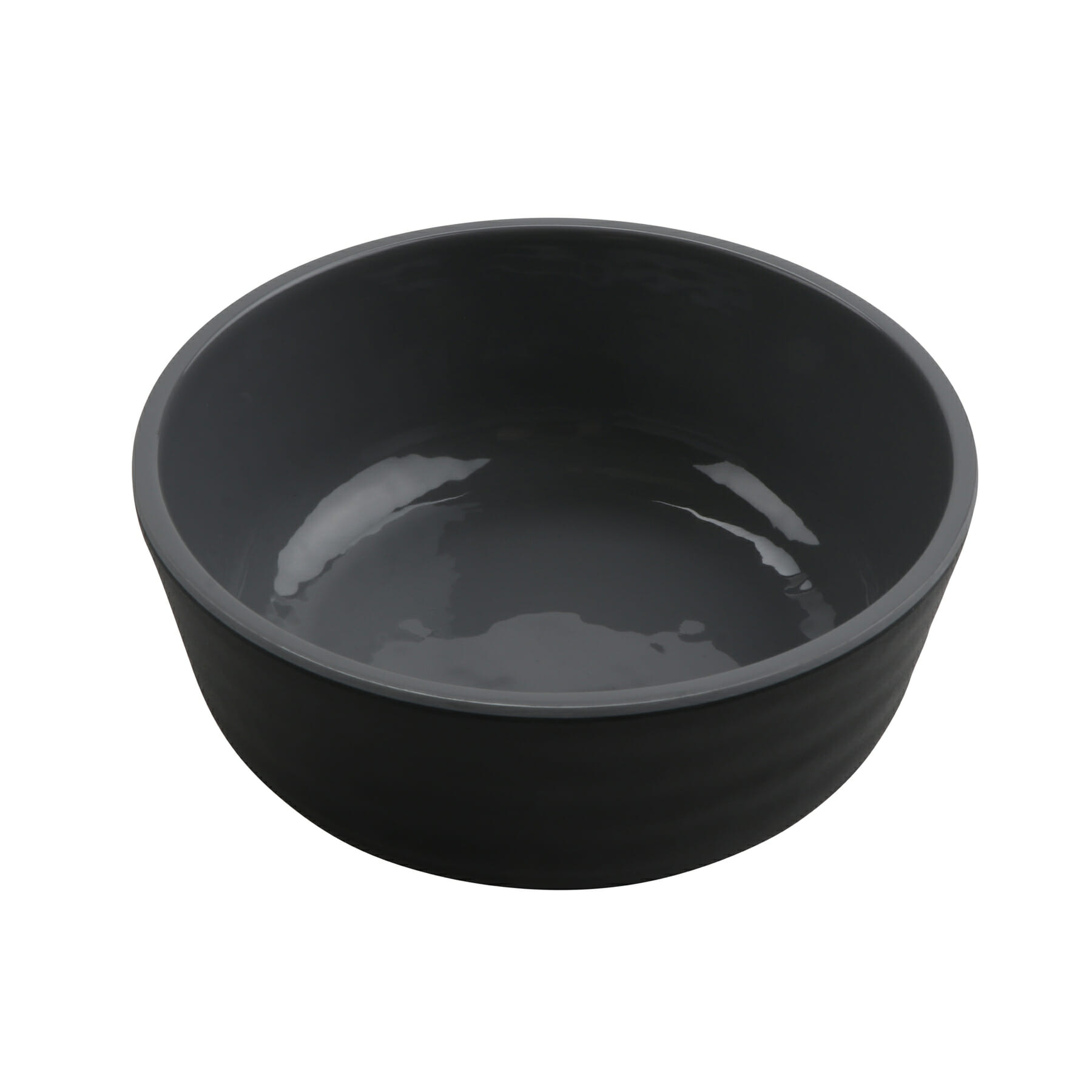 G.E.T. Enterprises RB-15-GRS/BKM Roca Glazed 15 oz. Round Gray Gloss / Black Matte Melamine Bowl