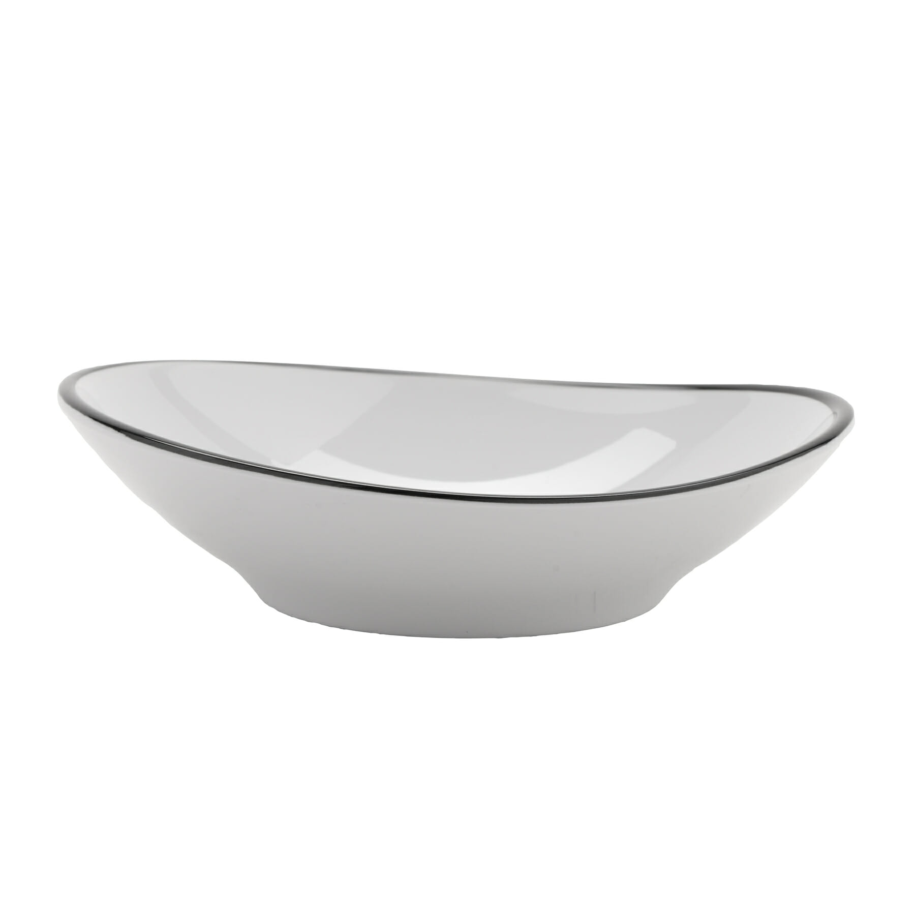 G.E.T. Enterprises B-60-W/BK Settlement Bistro 6 oz. Round White/Black Melamine Bowl