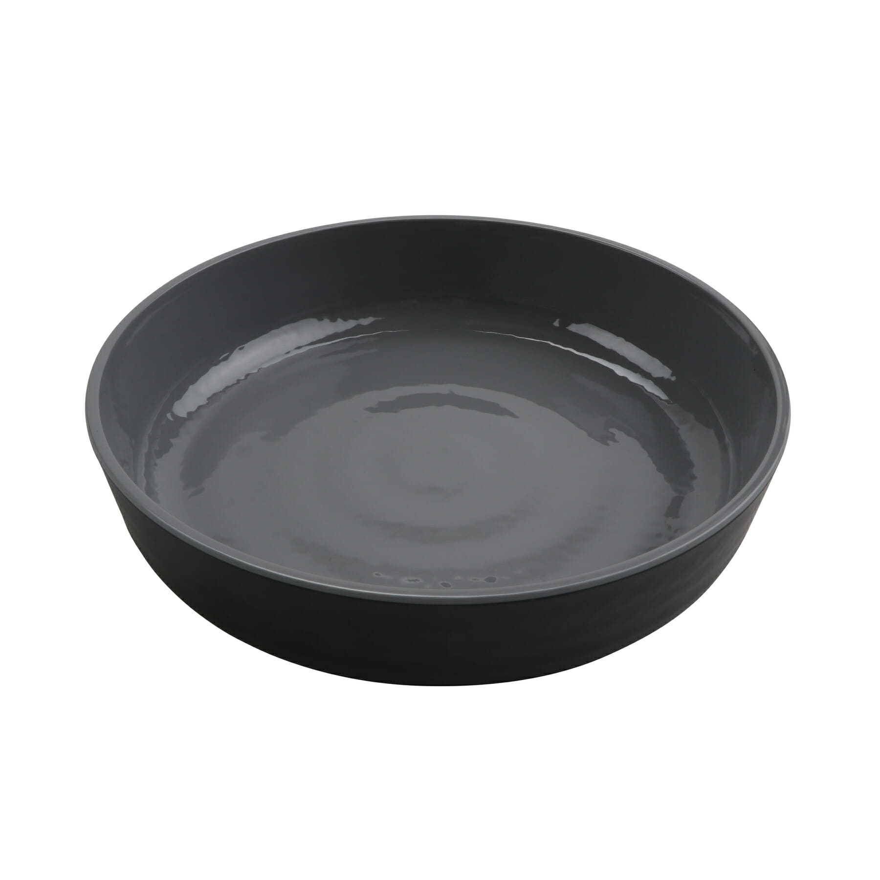 G.E.T. Enterprises RB-9-GRS/BKM Roca Glazed 42 oz. Round Gray Gloss / Black Matte Melamine Bowl
