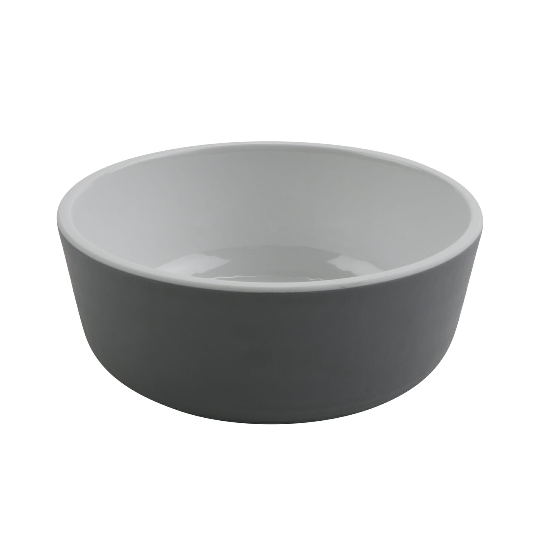 G.E.T. Enterprises RB-15-WS/GRM Roca Glazed 15 oz. Round White Gloss / Gray Matte Melamine Bowl