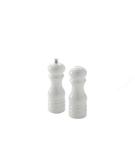 American Metalcraft PMSW62 6" White Wood Salt & Pepper Shaker & Mill Set