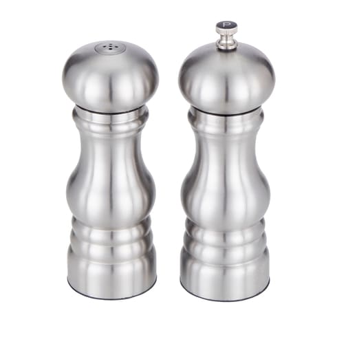 American Metalcraft PMSS62 6" Stainless Steel Salt & Pepper Shaker & Mill Set